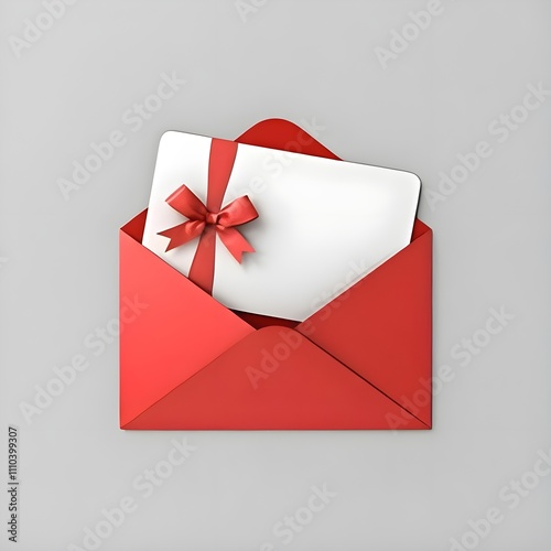 A red envelope, elegantly holding a blank gift card, ready to be filled with joy.