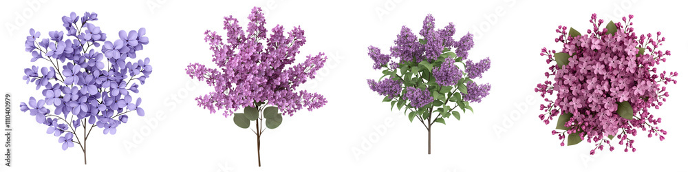 Obraz premium This 3D render depicts a lush fragrant lilac bush with an abundance of vibrant purple blossoms The floral elements showcase the beauty and natural appeal of this popular springtime plant