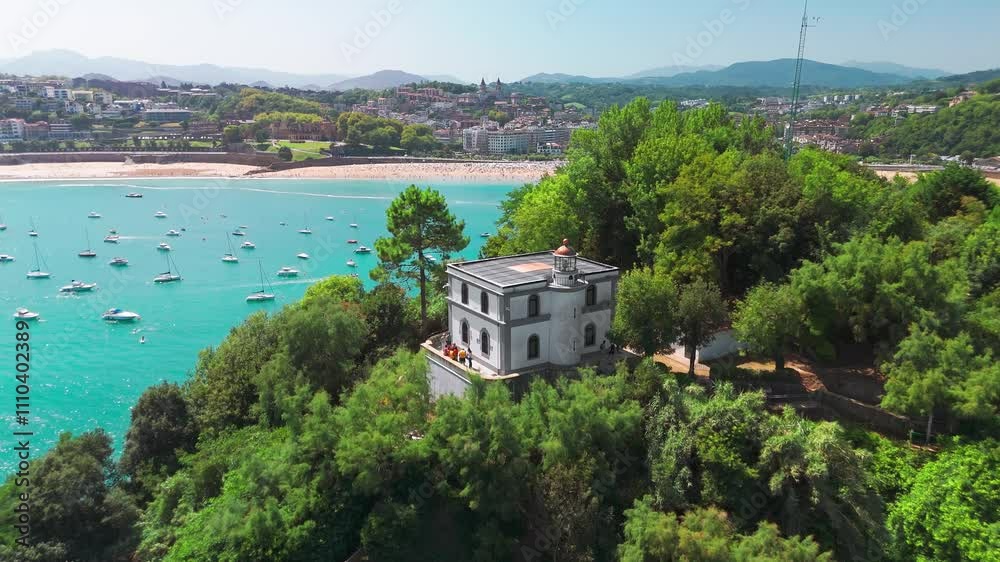 Aerial view of San Sebastian bay, Donostia, Basque country, Spain