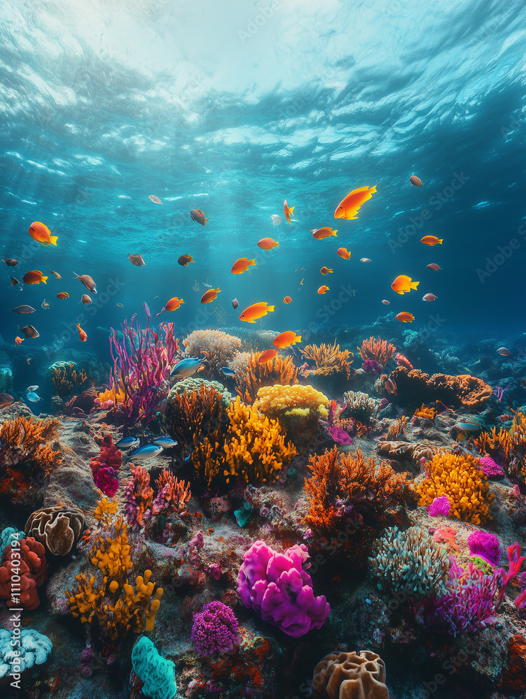 Naklejka premium coral reef and fish