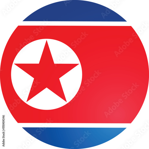 North Korea Round Flag Vector