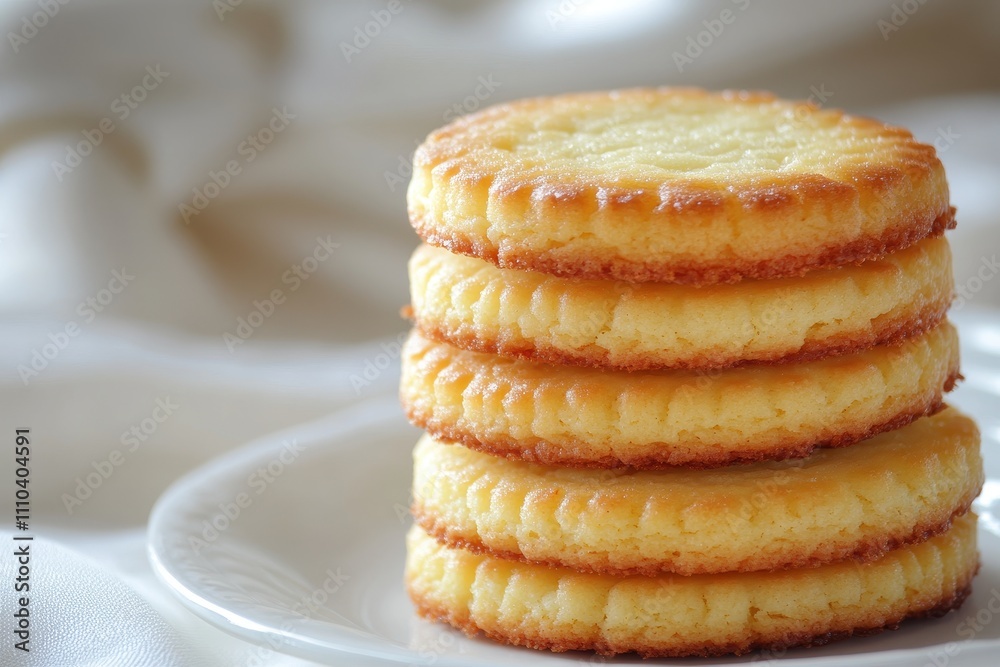 Stacked Cookies on White Plate with Space for Text Stacked Cookies on White Plate with Space for Text