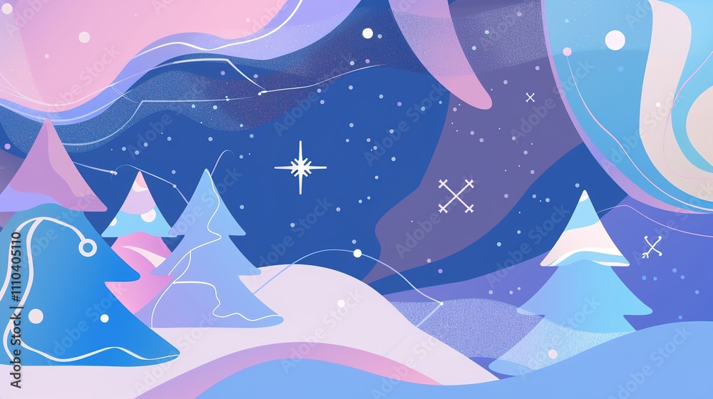 Blue purple pink starry sky snowflakes Christmas Blue purple pink starry sky snowflakes Christmas