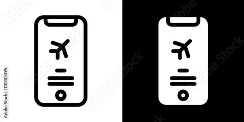 flight online booking line and glyph icon, outline and glyph vector sign, linear and glyph style pictogram isolated on white and black. Symbol, logo,icon, illustration