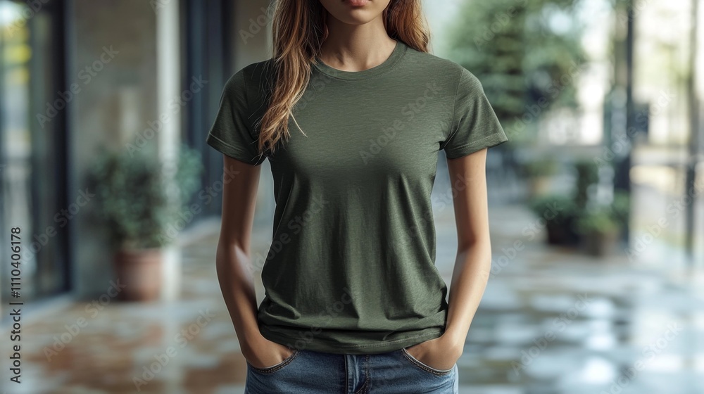 3D Render MOCKUP Asymmetric Lime Green T-shirt on Mannequin. Generative AI 3D Render MOCKUP Asymmetric Lime Green T-shirt on Mannequin. Generative AI