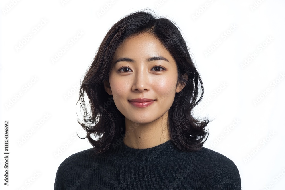 Young asian woman smiling and posing on white background Young asian woman smiling and posing on white background