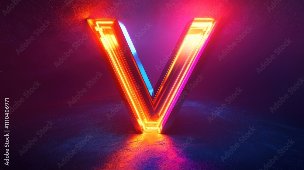 Futuristic letter V logo, sharp angles, neon gradient effect Futuristic letter V logo, sharp angles, neon gradient effect