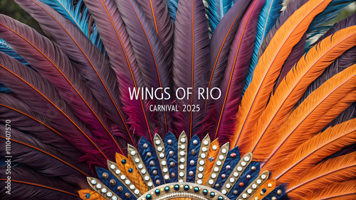 Abstract vibrant Rio Carnival feather design photo