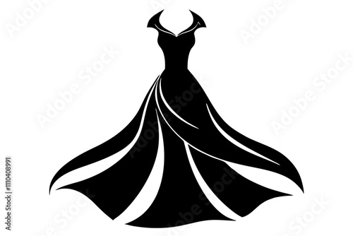 Flowing Dress Silhouette Vector – Perfect for Fashion and Elegant Designs