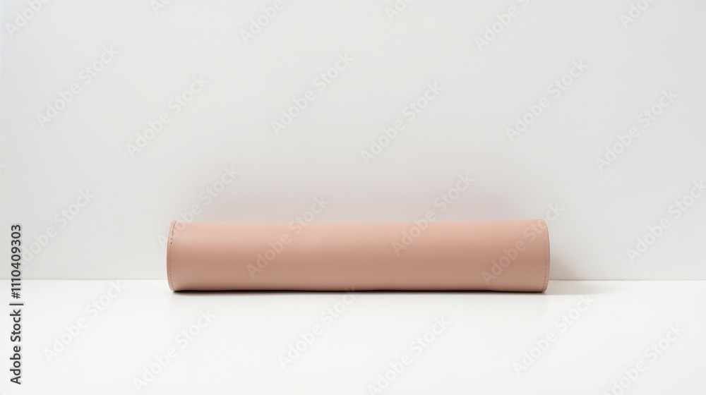 Yoga mat placed on a white surface for muscle recovery and stretching exercises in a minimalist setting Yoga mat placed on a white surface for muscle recovery and stretching exercises in a minimalist setting