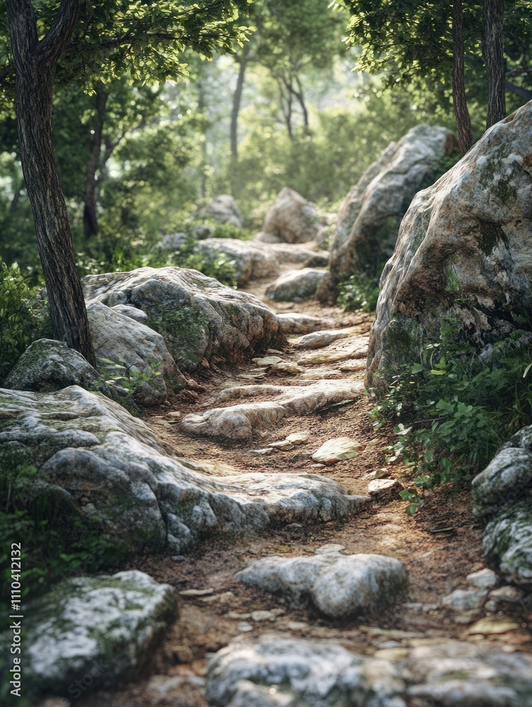 Rocks and boulders on a hiking trail Rocks and boulders on a hiking trail