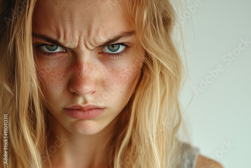 Young pretty blonde woman over isolated white background with sad expression