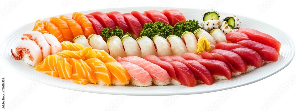 A platter of assorted sushi sashimi with tuna, yellowtail, and octopus A platter of assorted sushi sashimi with tuna, yellowtail, and octopus