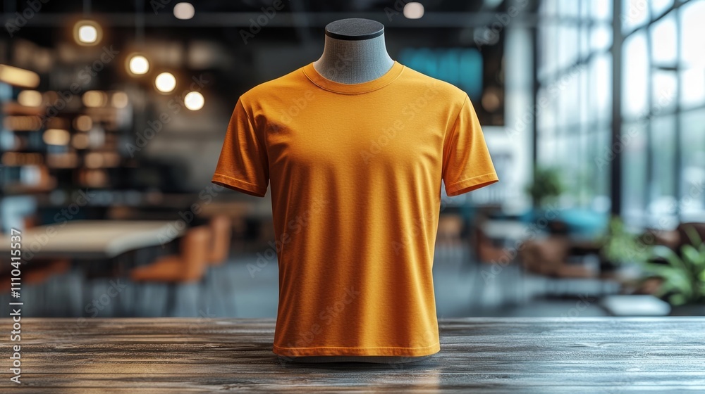 3D Render MOCKUP Tunic Tee in Mustard color on a mannequin front side and back view. Generative AI 3D Render MOCKUP Tunic Tee in Mustard color on a mannequin front side and back view. Generative AI