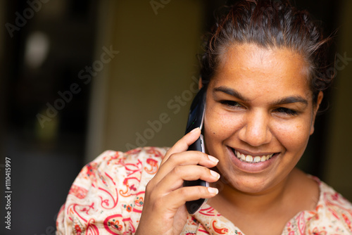 lady talking on old-fashioned  flip phone