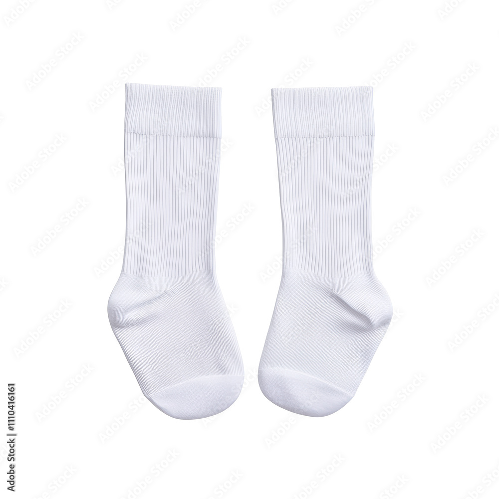 White cotton socks with ribbed design, perfect for casual wear and comfort. isolated on transparent background White cotton socks with ribbed design, perfect for casual wear and comfort. isolated on transparent background