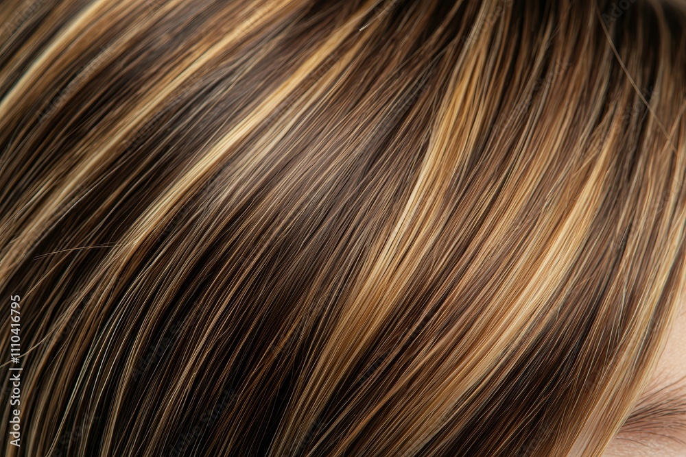 Fototapeta premium Close-up of healthy, radiant brown hair with subtle highlights. A luxurious texture
