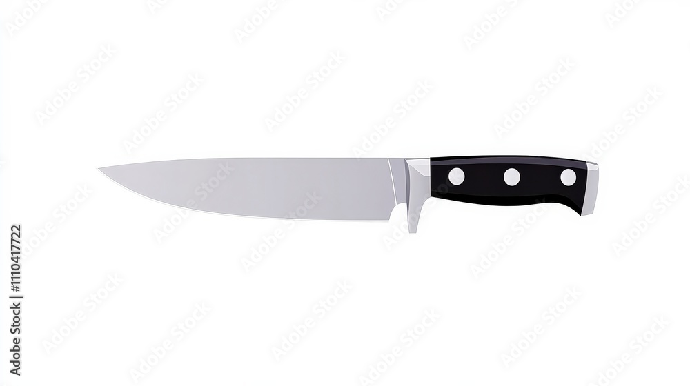 Sharp Kitchen Knife with Black Handle for Culinary Uses and Preparation Sharp Kitchen Knife with Black Handle for Culinary Uses and Preparation