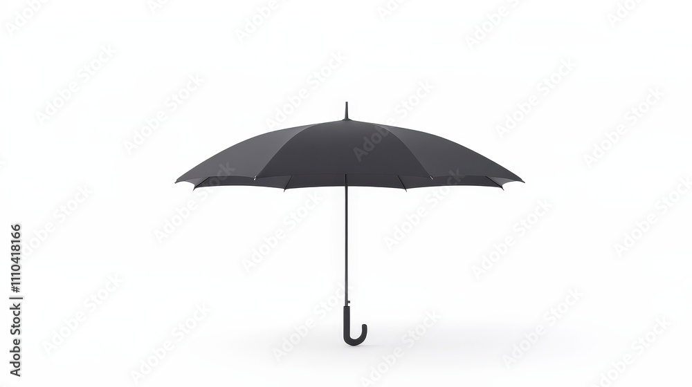 Black Umbrella on a White Background, Minimalistic Design Element Black Umbrella on a White Background, Minimalistic Design Element