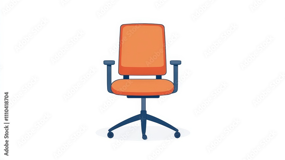 Modern Orange Office Chair on White Background for Studio Use Modern Orange Office Chair on White Background for Studio Use