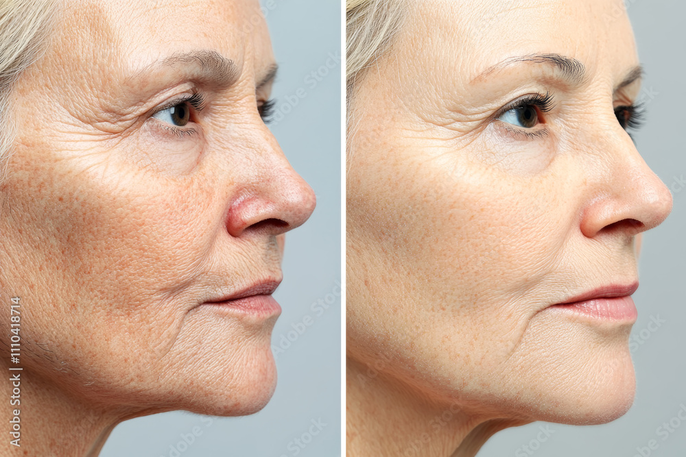 Obraz premium Before and After Skin Rejuvenation Transformation Dramatic Anti Aging Results