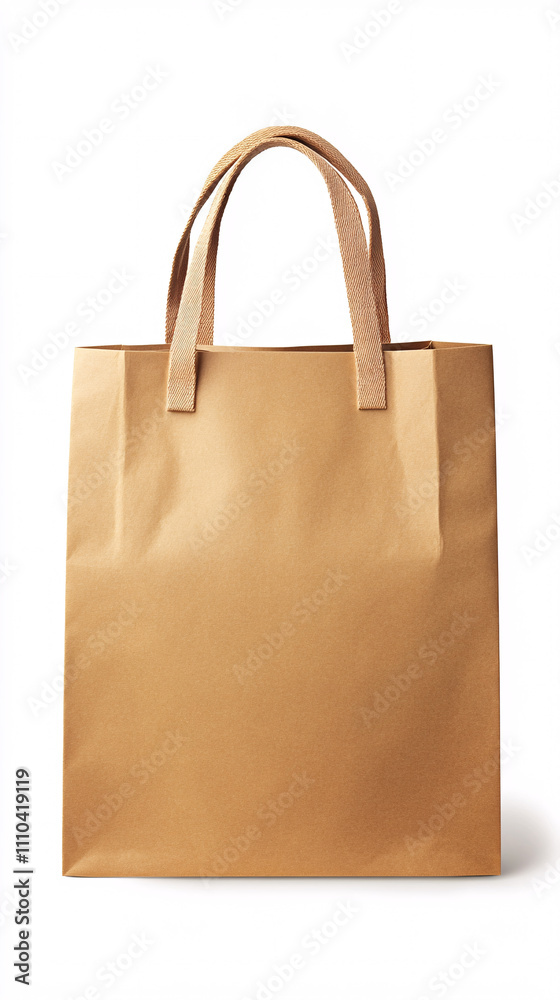 Plain Brown Paper Shopping Bag with Sturdy Handles on a Minimalist Background, Highlighting Eco-Friendly and Reusable Packaging Plain Brown Paper Shopping Bag with Sturdy Handles on a Minimalist Background, Highlighting Eco-Friendly and Reusable Packaging