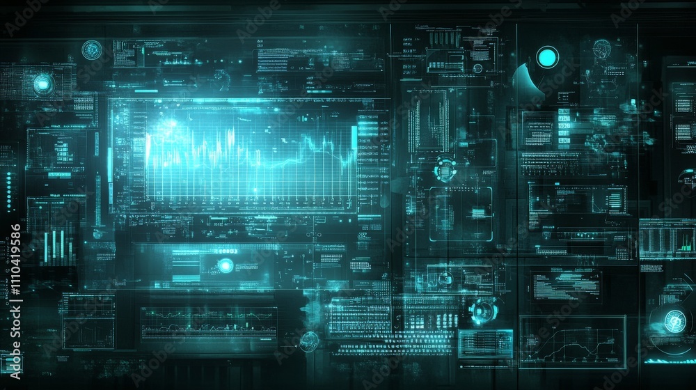 Futuristic Market Analysis Chart with Glowing Lights Futuristic Market Analysis Chart with Glowing Lights