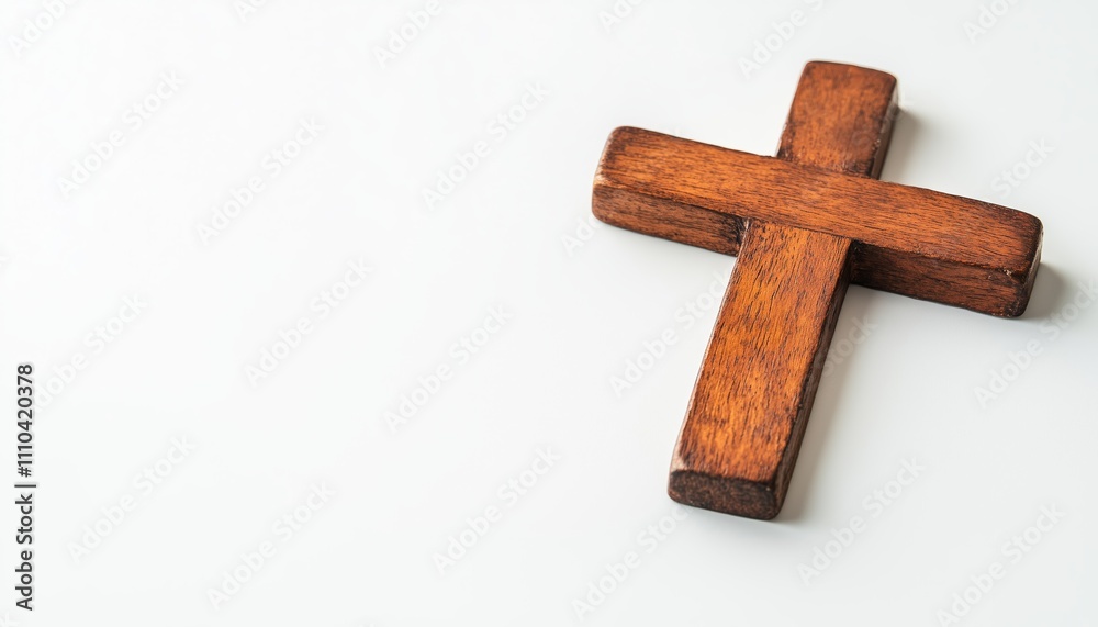 Flat lay Antique wooden cross on white background Flat lay Antique wooden cross on white background
