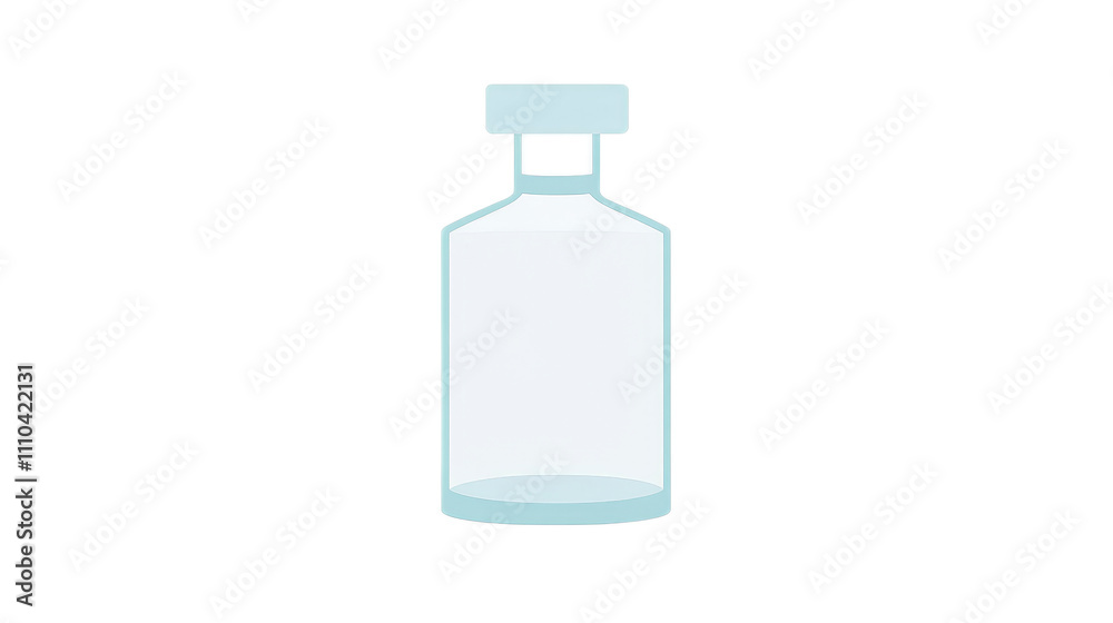 Transparent glass bottle with a simple design and blue tint Transparent glass bottle with a simple design and blue tint