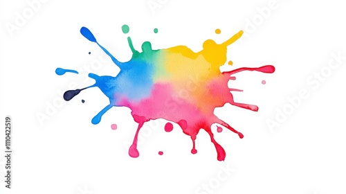 Colorful Splash of Paint with Vibrant Hues on White Background