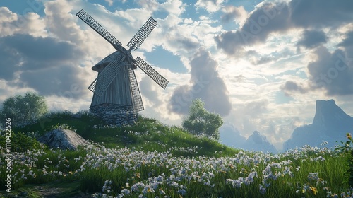 a windmill on a hill