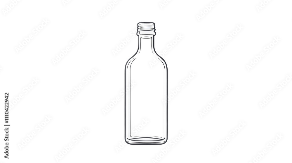 Empty Clear Glass Bottle with Screw Cap on Transparent Background Empty Clear Glass Bottle with Screw Cap on Transparent Background