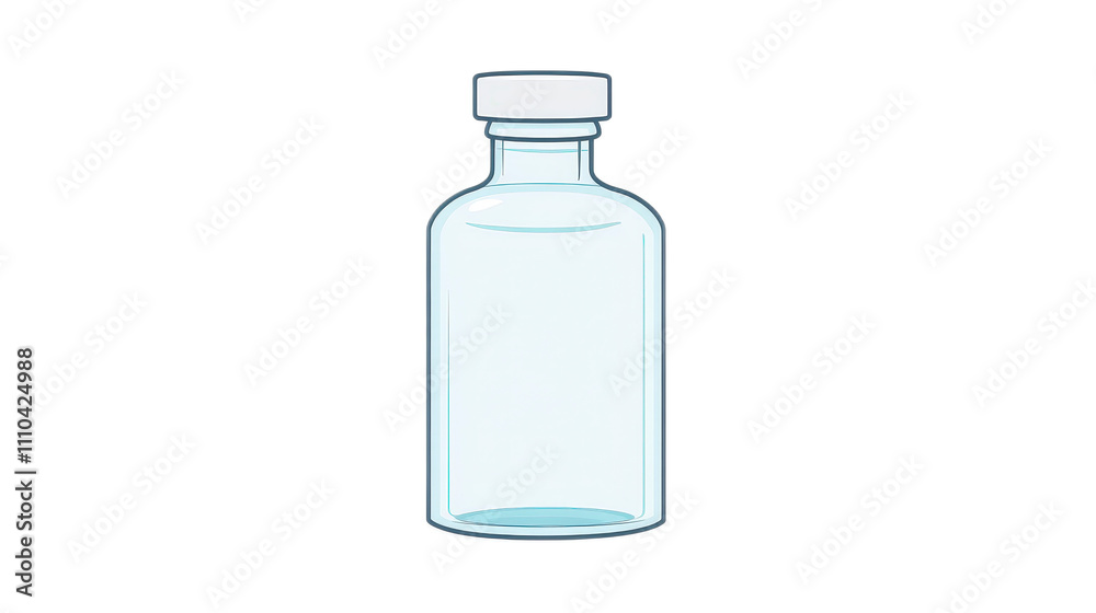 Clear Empty Glass Bottle with White Screw Cap on Transparent Background Clear Empty Glass Bottle with White Screw Cap on Transparent Background