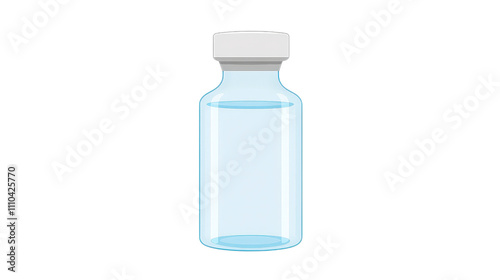 Clear glass bottle with a white cap and blue liquid inside