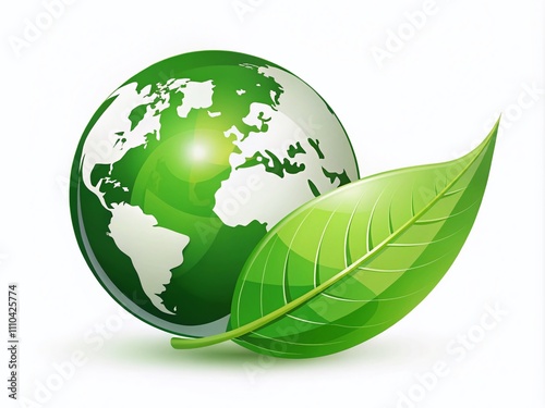 Unique Earth and Leaf Logo Combination for Eco-Friendly Branding, Featuring a Globe and Organic Design Template for Sustainable Business Identity and Environmental Awareness photo