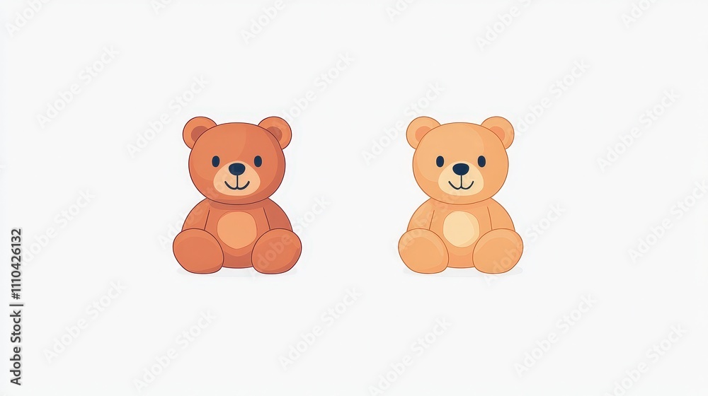 Adorable Cartoon Bears Sitting on Soft Background for Kids' Decor Adorable Cartoon Bears Sitting on Soft Background for Kids' Decor