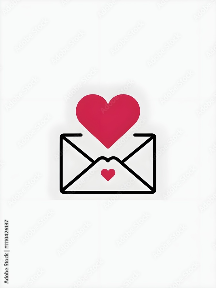 Red heart and an envelope with small heart design symbolizing a love letter or a message of love. illustration Red heart and an envelope with small heart design symbolizing a love letter or a message of love. illustration