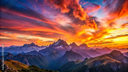 Universal LinkedIn Banner - Stunning Mountain Landscape at Sunset with Vibrant Colors and Serene Atmosphere for Professional Use