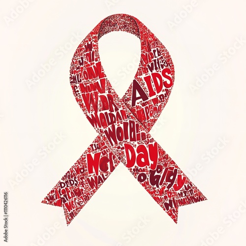 Creative 'World AIDS Day' Lettering Formed as a Red Ribbon, Symbolizing Awareness and Support photo