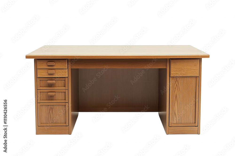 Classic wooden desk with drawers, ideal for office use