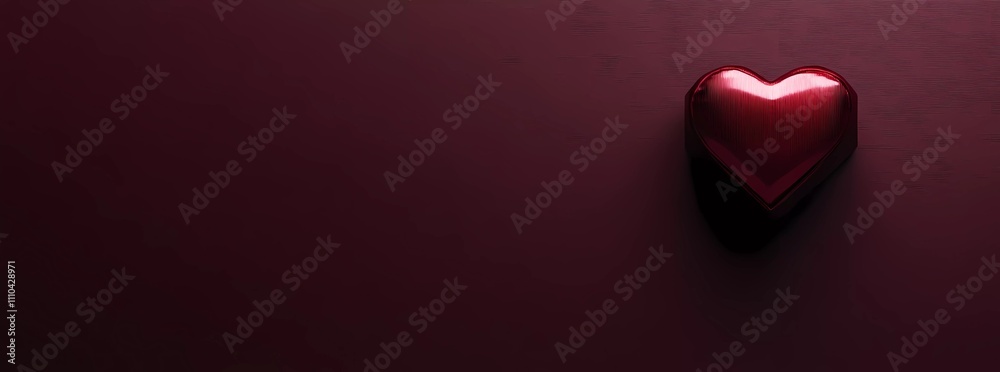 Valentine's Day banner with a gift box and a red heart on a burgundy background Valentine's Day banner with a gift box and a red heart on a burgundy background