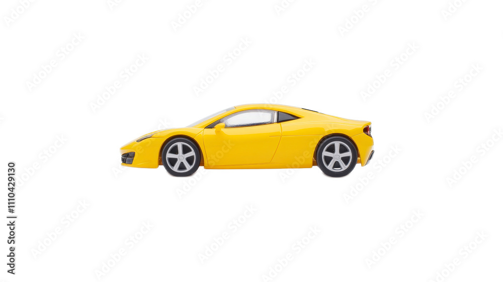 Bright Yellow Sports Car Side View Isolated on White Background Bright Yellow Sports Car Side View Isolated on White Background