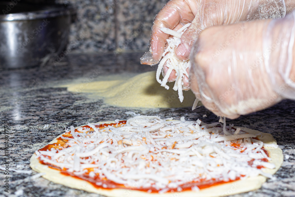 Traditional Pizza Making: Stretching the Dough with Passion
