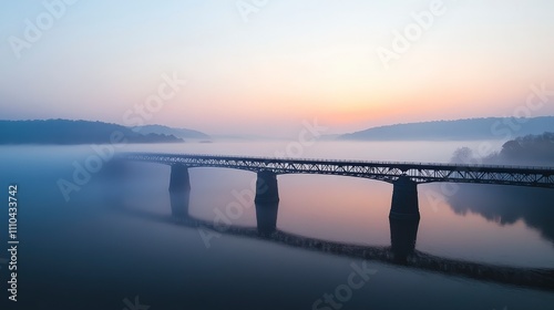 Wallpaper Mural Misty Sunrise Over Tranquil River and Historic Bridge Landscape Torontodigital.ca