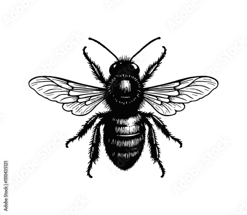 bumblebee engraving black and white outline