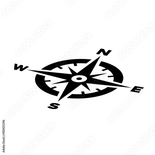 Compass icon with four directions for navigation or orientation