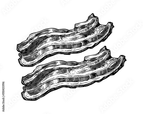 bacon engraving black and white outline