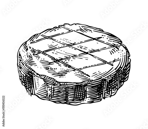 roasted patty engraving black and white outline