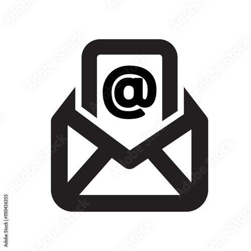 Email icon with open envelope and letter for incoming messages or communication