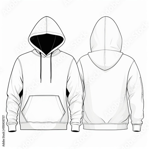 white Hoodie, Blank Front and Back Side Mockup photo